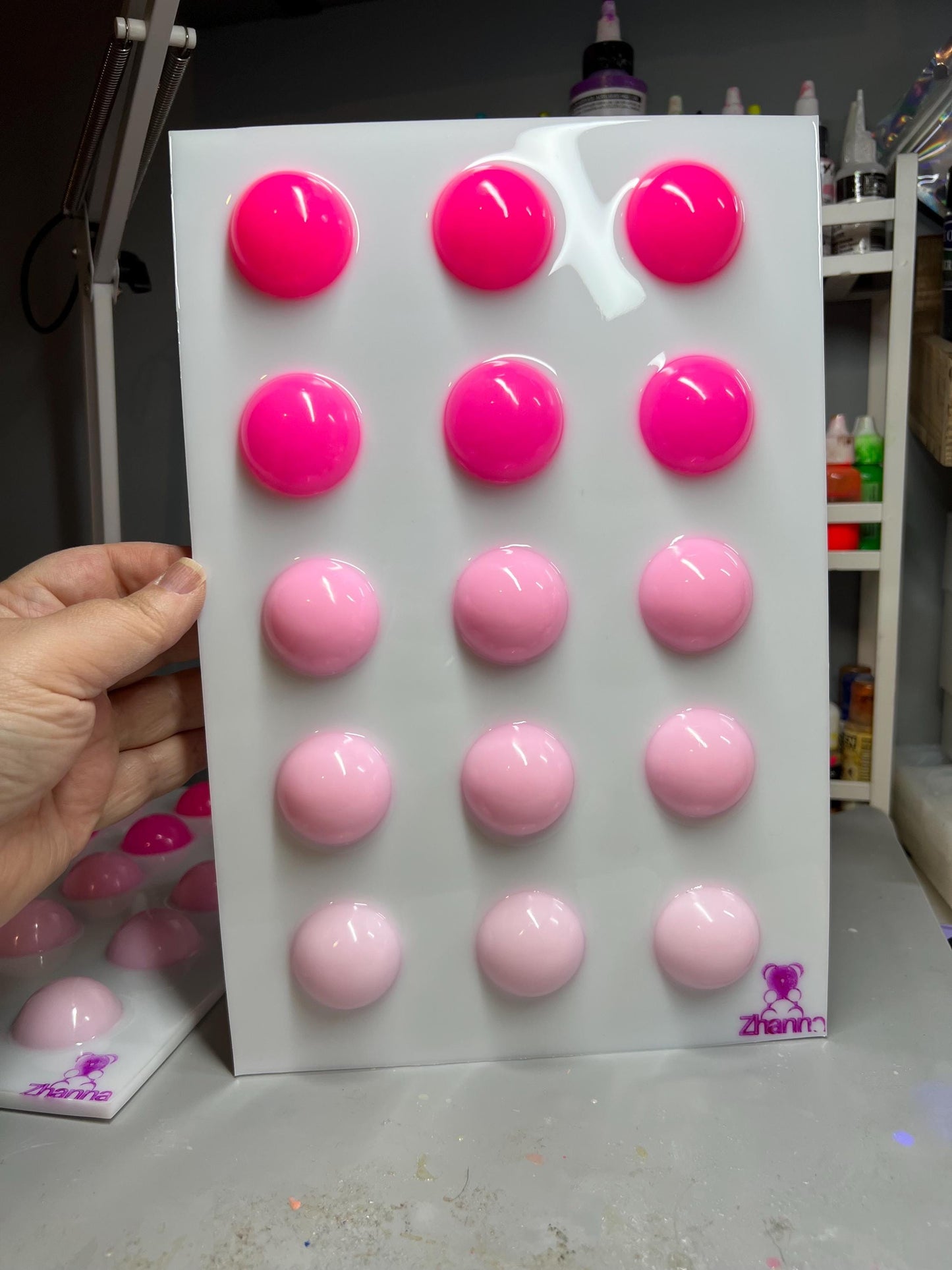 Pink Ombre Gumballs Painting: 3D Resin Pop Art (12x8 inches)