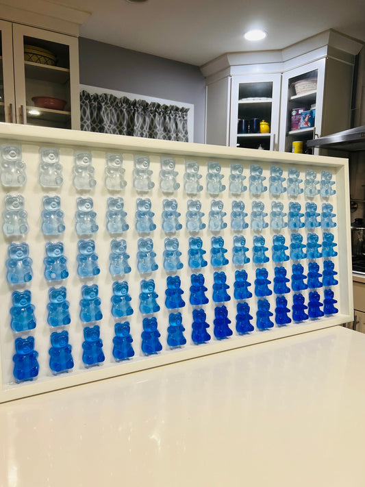 XL Blue Ombre Resin Gummy Bear Wall Art: 3D Pop Art Decor