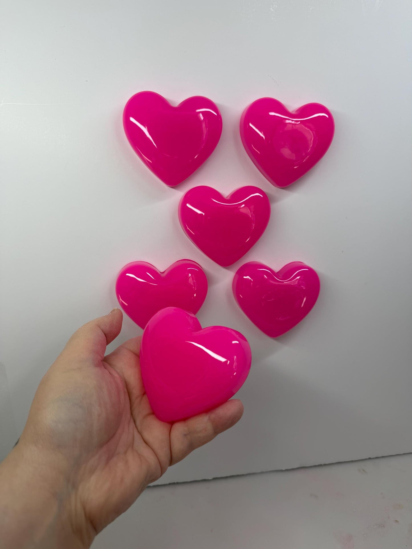 Hot Pink Resin Heart Wall Hanging – Handmade Valentine Wall Decor – Mini Pop Art Heart – 3x3 OOAK