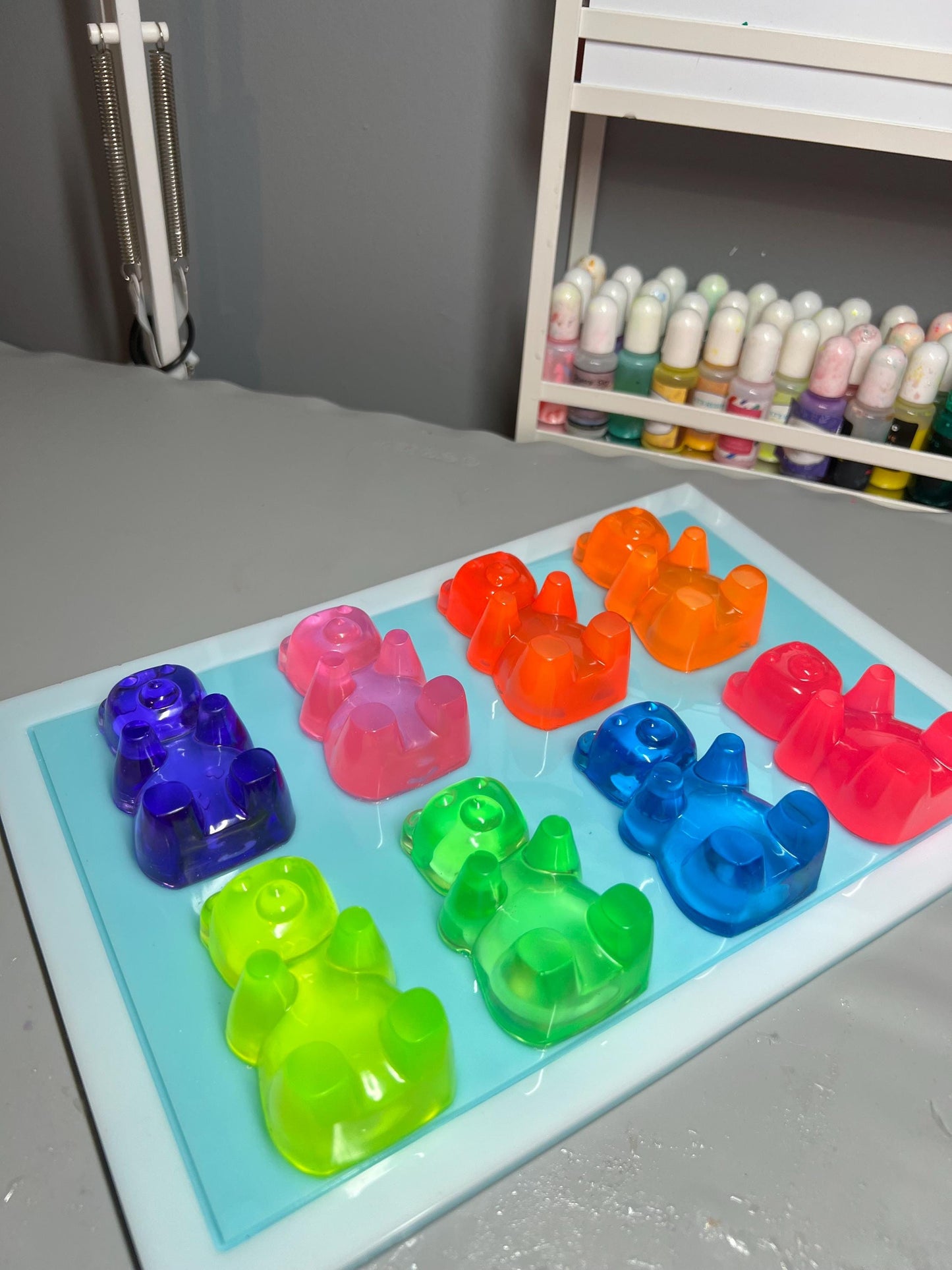 Neon Gummy Bear 3D Wall Art: Handmade Candy Decor (12x8 inches)