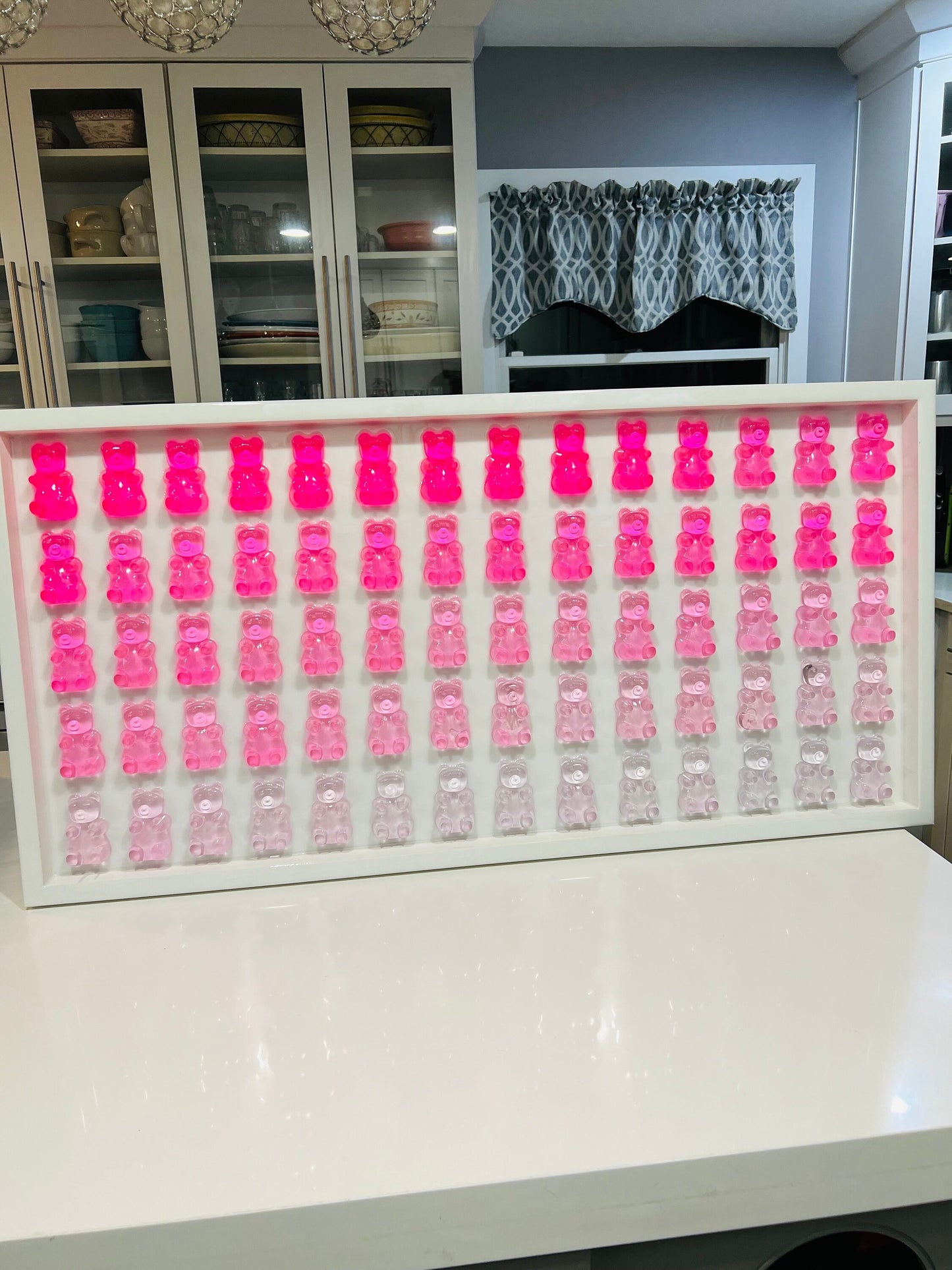 Pink Ombre Resin Gummy Bear Wall Art: 3D Neon Pop Decor Nursery Kids Decor, Custom Nursery Art, Jumbo Gallery Wall, Statement Wall Hanging