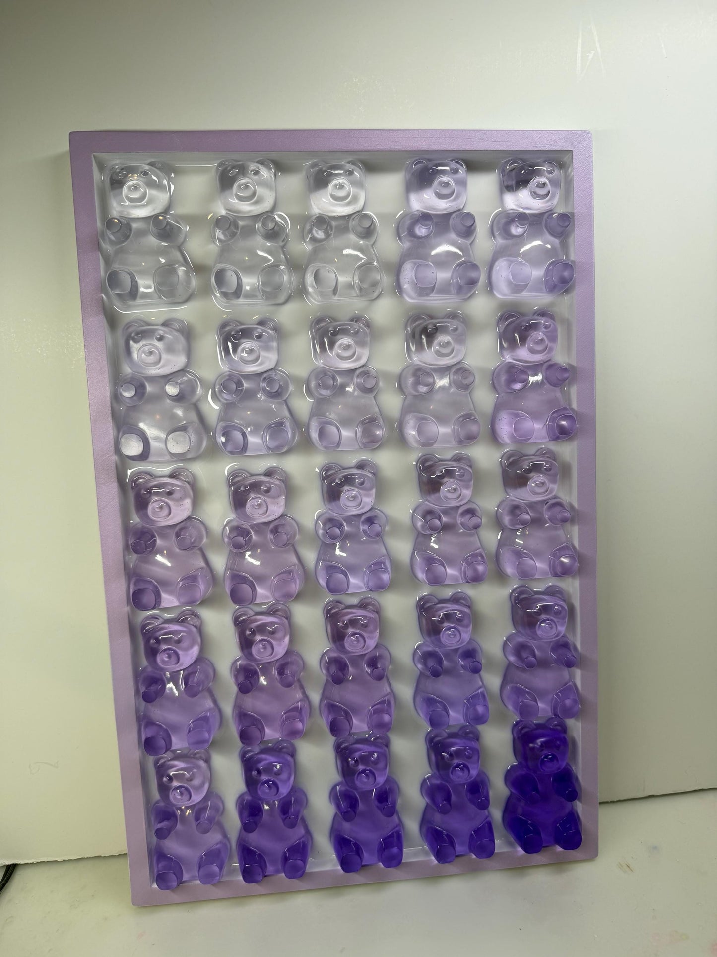 Big Purple Violet Gummy Bear Party • 11x17 Resin Wall Art • Kawaii Candy Chaos • Handmade Ombre Pop Art for Your Sweet Tooth Walls