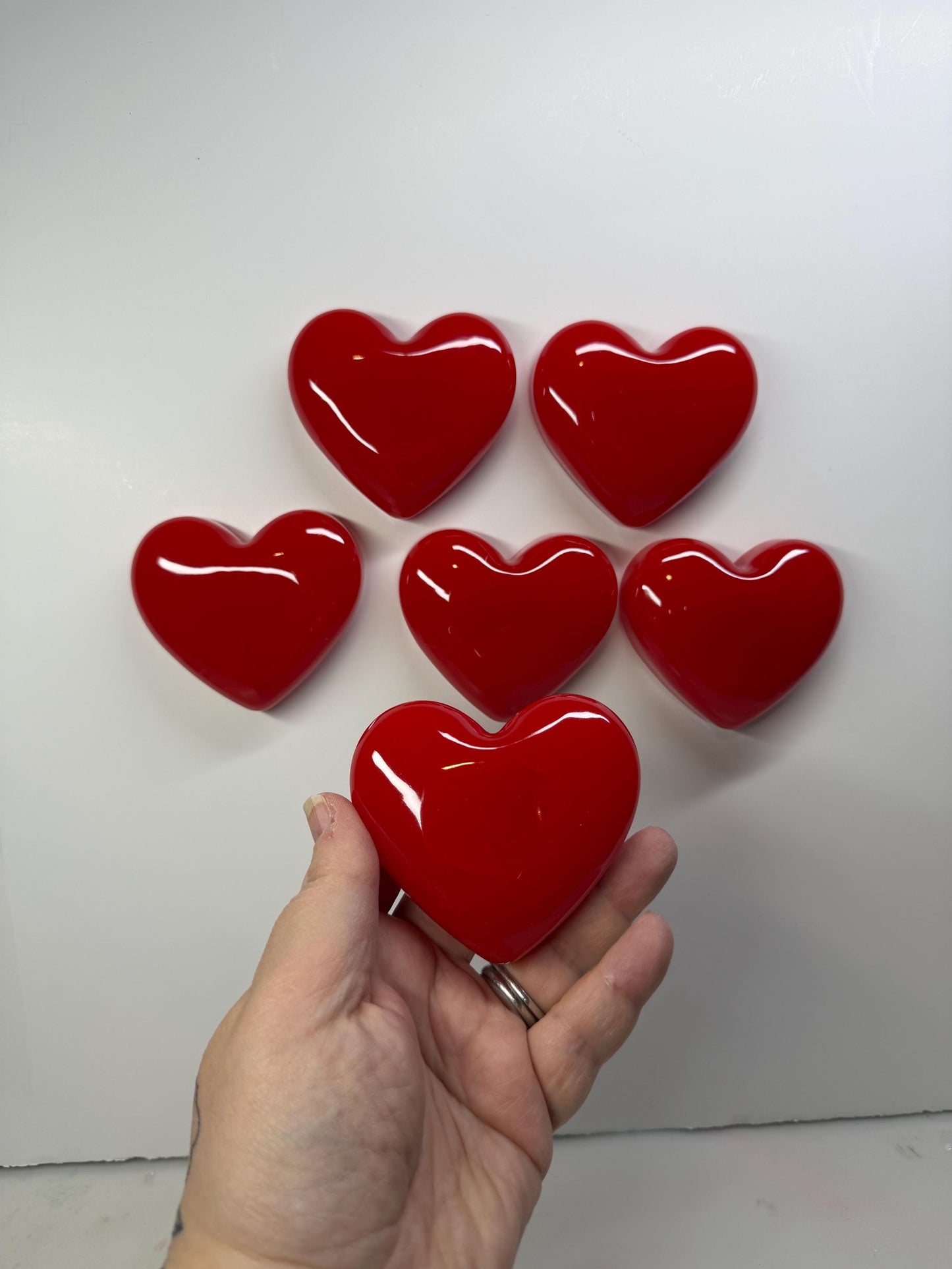 Handmade Red Resin Heart Wall Hanging | 3x3 Valentine Wall Decor | Glossy Pop Art Heart | Small Love Gift | Modern Romantic Art