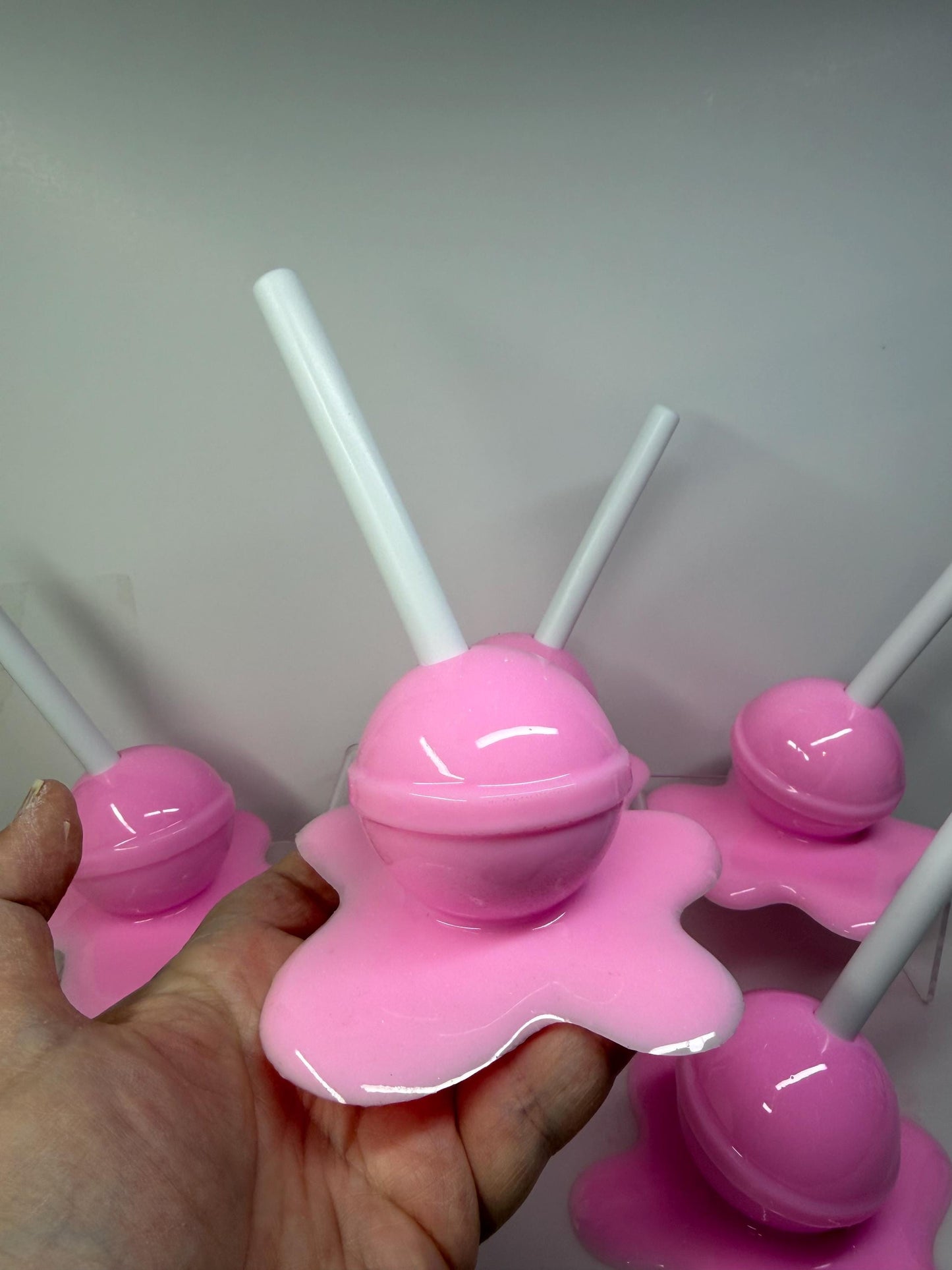 Melting Lollipop Resin Sculpture – Demure Princess Pink