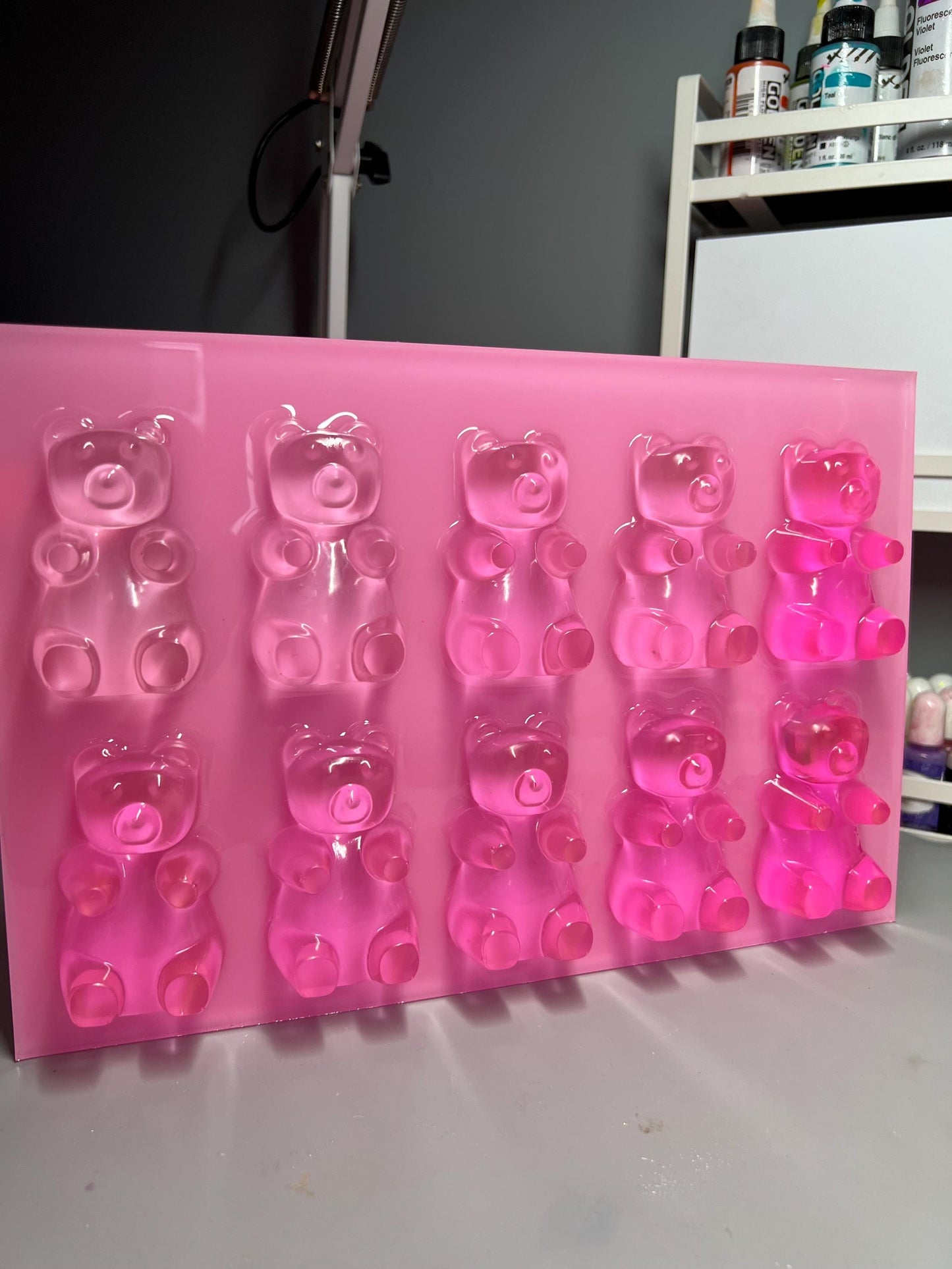 Handmade 3D Pink Gummy Bear Wall Art: Nursery Decor (12x8 inches)