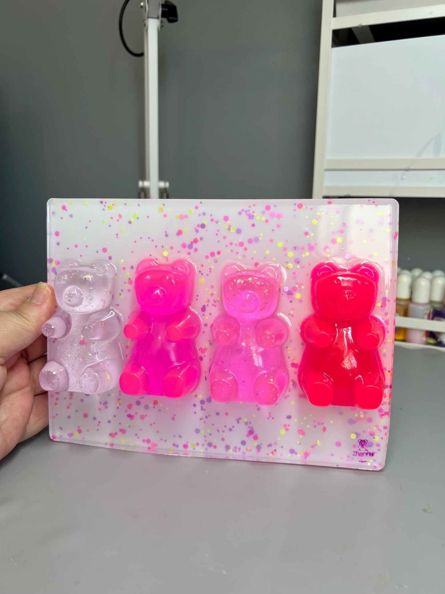 Neon Pink Resin Gummy Bear Wall Art: 3D Pop Art, Nursery Decor