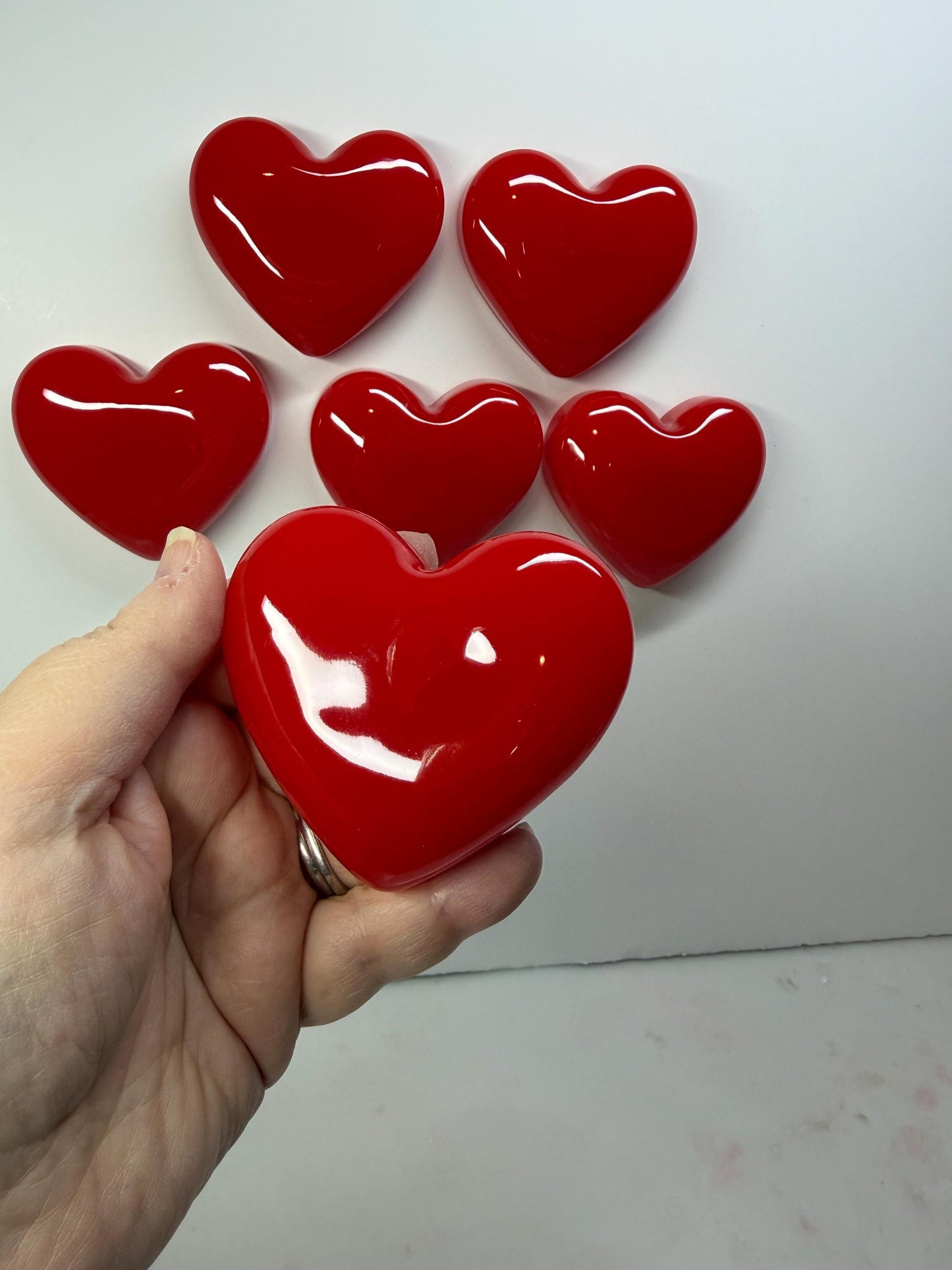 Handmade Red Resin Heart Wall Hanging | 3x3 Valentine Wall Decor | Glossy Pop Art Heart | Small Love Gift | Modern Romantic Art