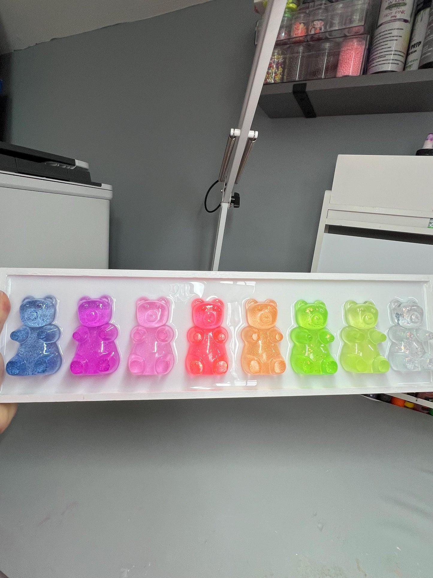 Glitter Neon Rainbow Gummy Bear Wall Art: 3D Pop Art Decor Nursery Kids Room
