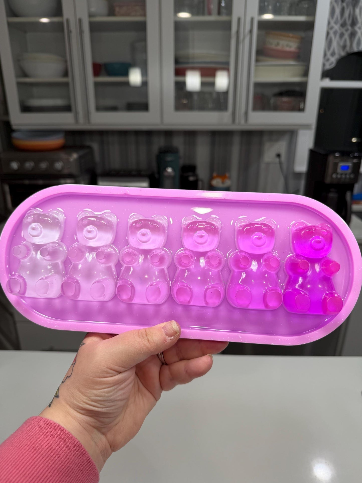 Violet Ombré Gummy Bears Wall Art — Handmade Resin Pop Statement (13×5”)