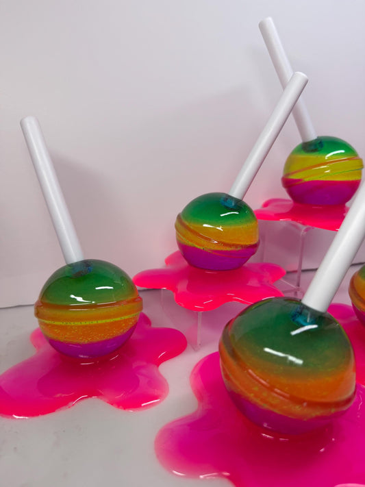 Melting Lollipop Extra Large Pop Art Decor Rainbow Layers Blue Yellow Purple Pink, Resin Sculpture, Candy Art