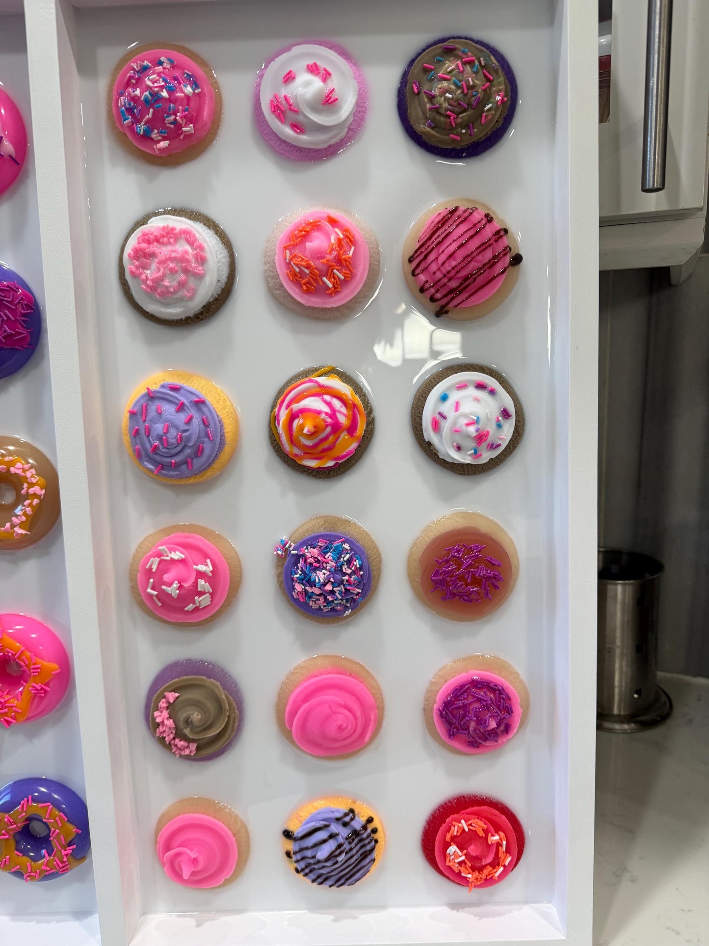 Sweet Dessert Charcuterie Wall Art — 24x24” Resin Cookies & Donuts Pop Art • Pink Sprinkle Candy Kitchen Decor • Original Handmade Artwork