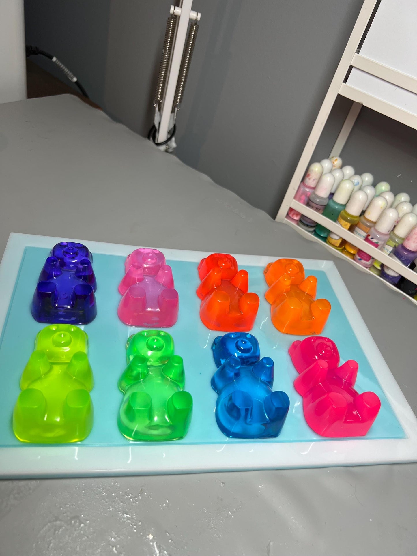 Neon Gummy Bear 3D Wall Art: Handmade Candy Decor (12x8 inches)