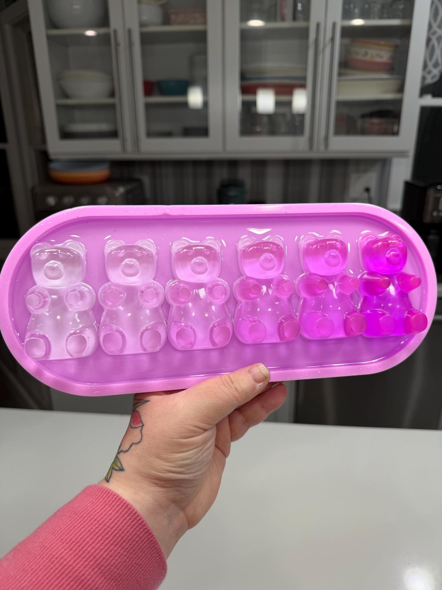 Violet Ombré Gummy Bears Wall Art — Handmade Resin Pop Statement (13×5”)