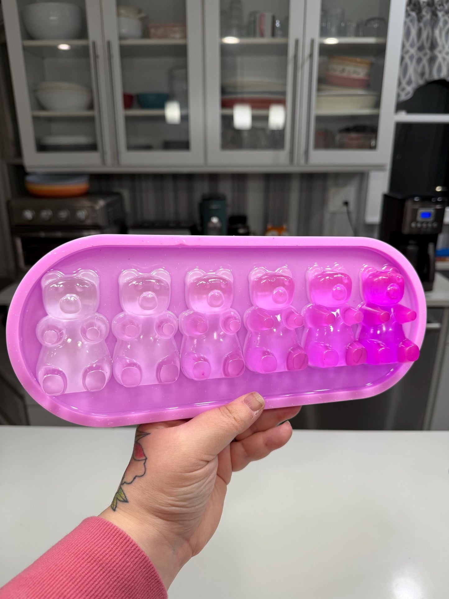 Violet Ombré Gummy Bears Wall Art — Handmade Resin Pop Statement (13×5”)