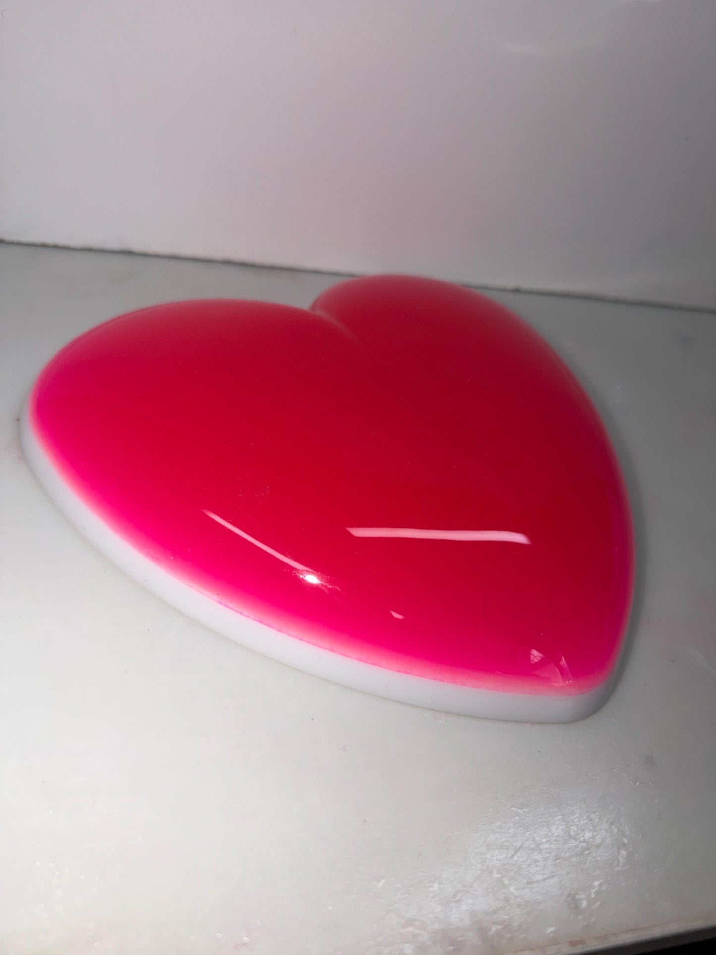 Jumbo Neon Pink Resin Heart: 3D Pop Art Wall Hanging, Handmade