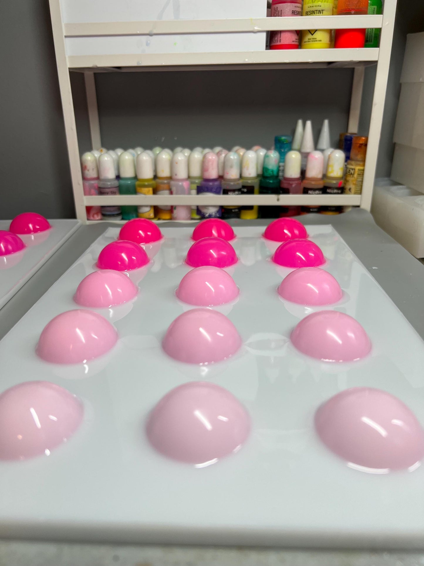 Pink Ombre Gumballs Painting: 3D Resin Pop Art (12x8 inches)