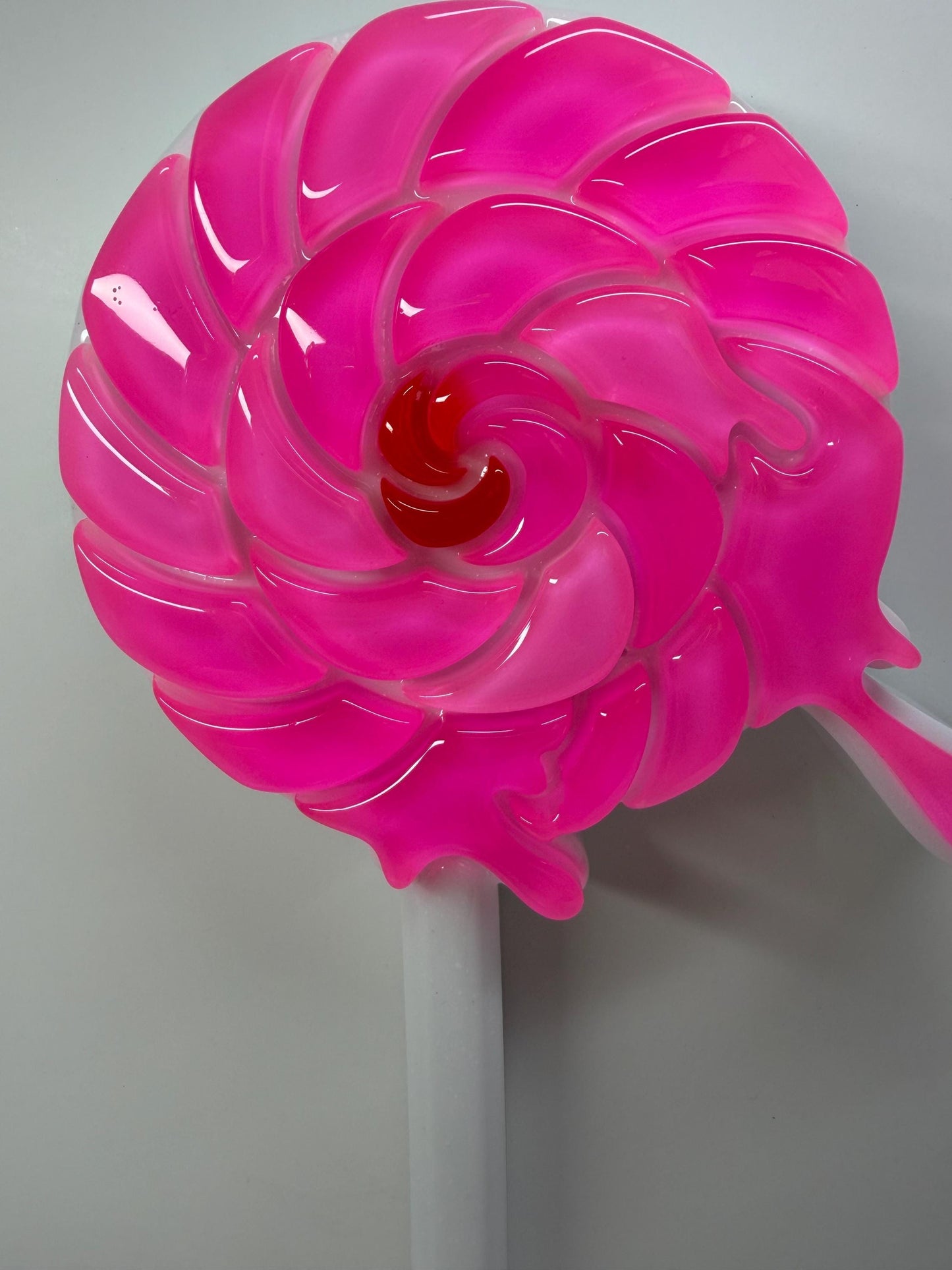 XL Melting Swirl Lollipop Pink Wall Hanging, Resin Sculpture, Candy Art