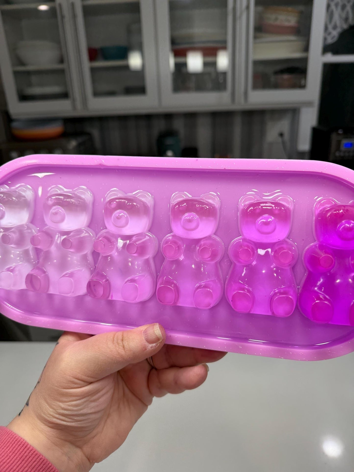 Violet Ombré Gummy Bears Wall Art — Handmade Resin Pop Statement (13×5”)