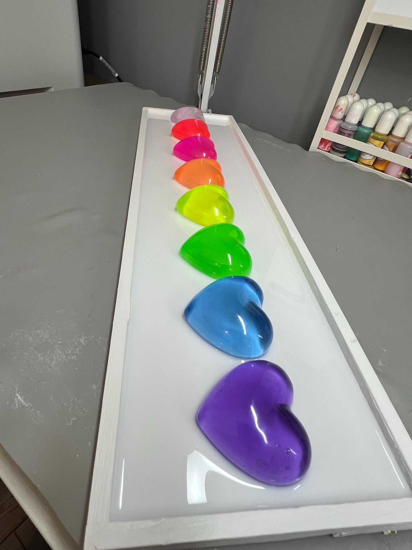 Neon Rainbow Resin Gummy Hearts Wall Art: 3D Pop Art, Dopamine Decor, Nursery Room Wall Hanging, Dopamine Decor Free US Shipping