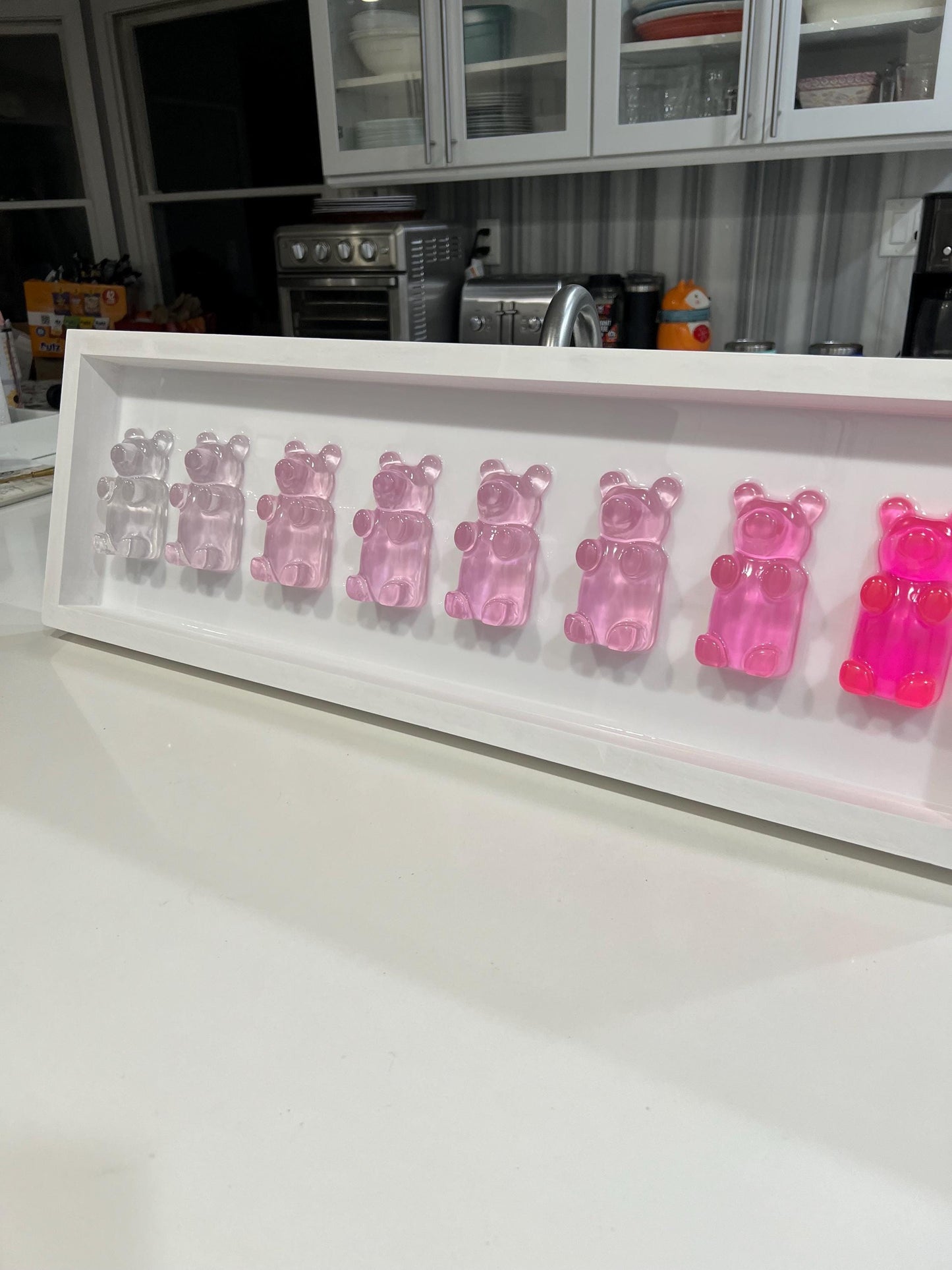 Jumbo Pink Ombre Resin Gummy Bear Wall Art: 3D Pop Art Decor