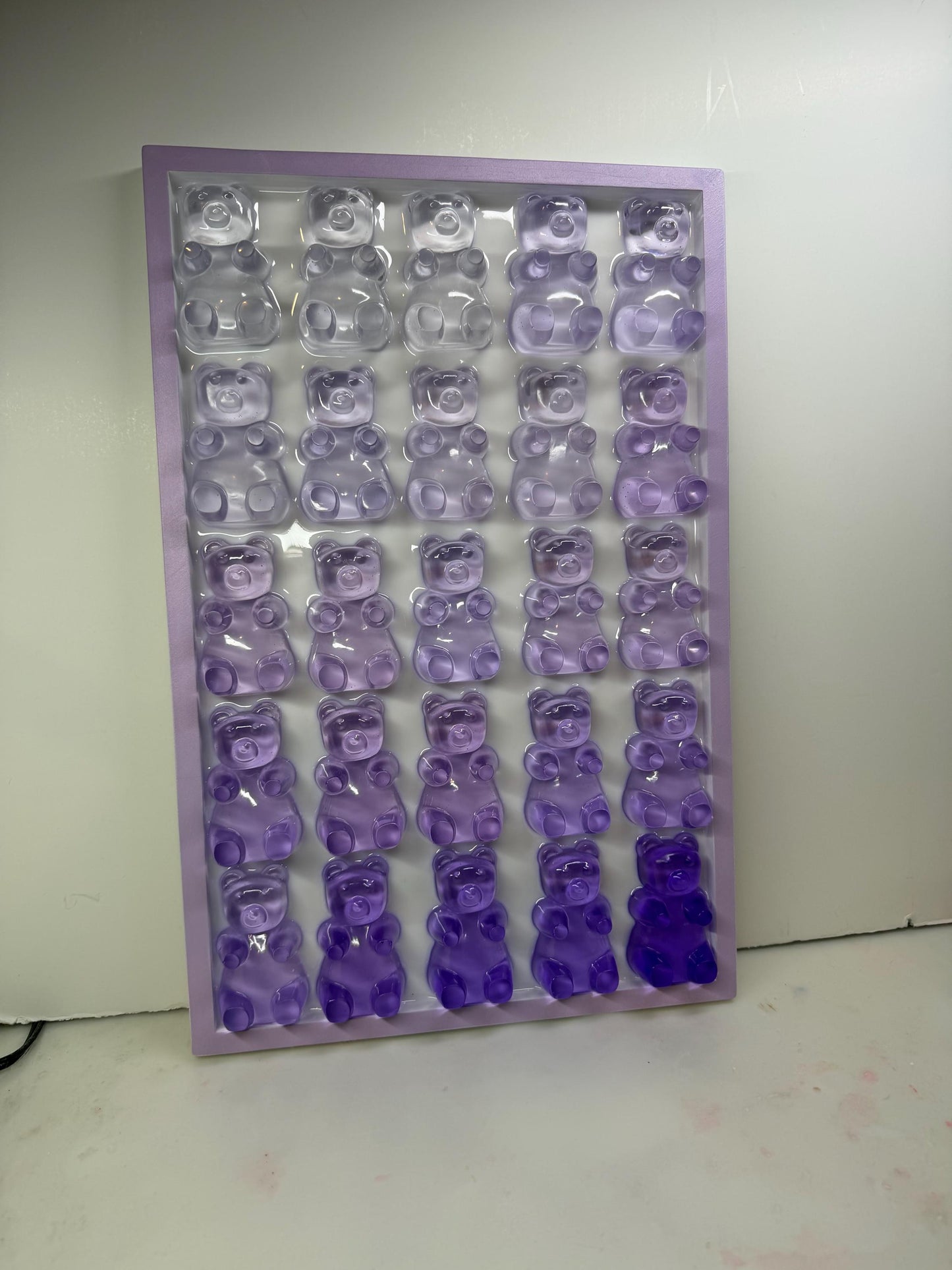 Big Purple Violet Gummy Bear Party • 11x17 Resin Wall Art • Kawaii Candy Chaos • Handmade Ombre Pop Art for Your Sweet Tooth Walls