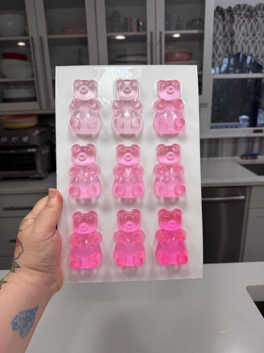 Pink Ombre Gummy Bears Wall Art | Resin Pop Art Sculpture | 12x8” Candy Decor | Sparkly Kawaii Wall Art | Handmade Statement Art