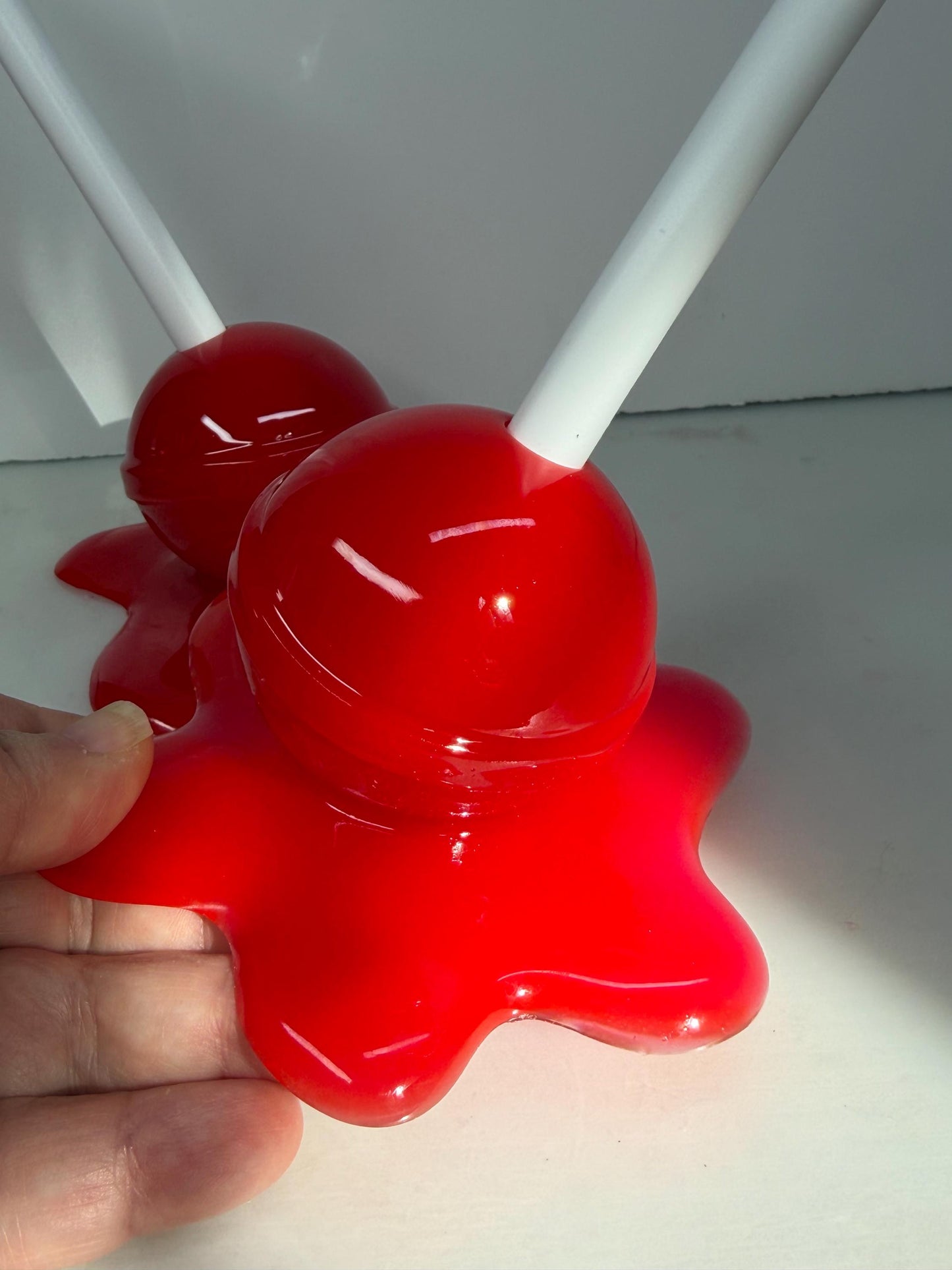 Melting Lollipop Extra Large Pop Art Decor Red, Resin Sculpture, Candy Art