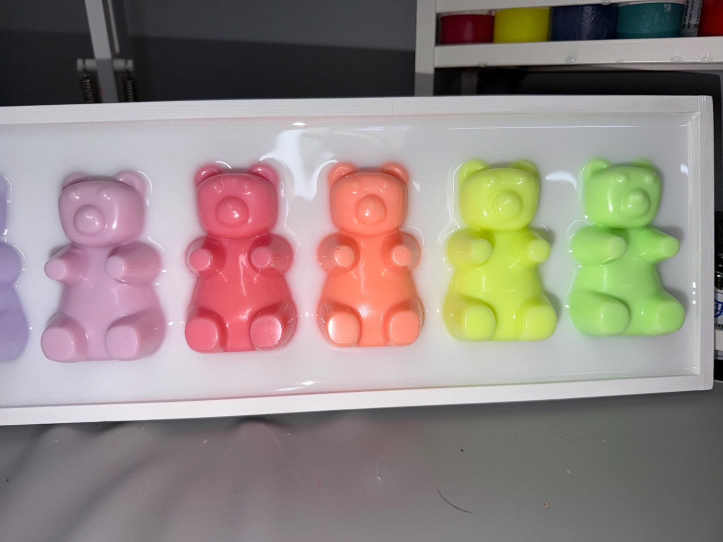 Pastel Rainbow Gummy Bear Wall Art: 3D Resin Candy Decor, Nursery Kids Room Decor, Dopamine Rush Apartment Wall Hanging
