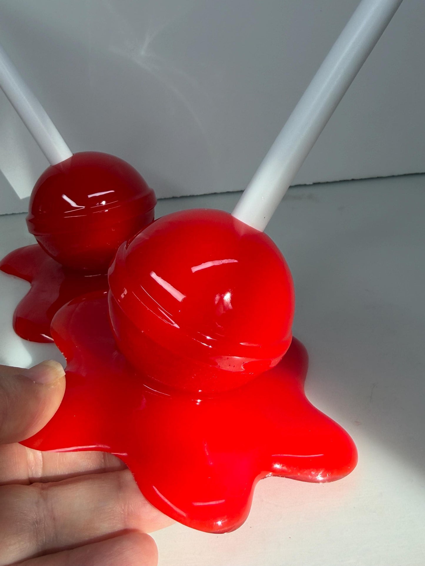 Melting Lollipop Extra Large Pop Art Decor Red, Resin Sculpture, Candy Art