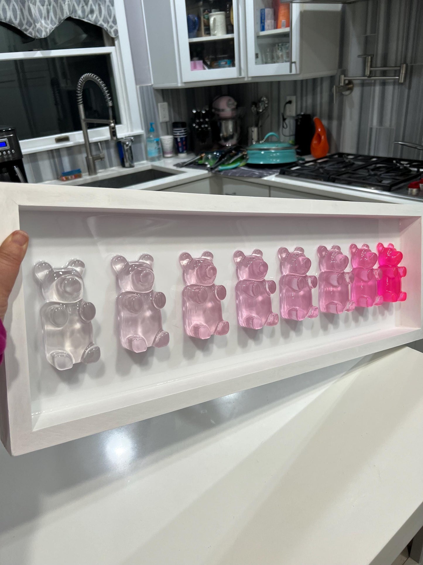 Jumbo Pink Ombre Resin Gummy Bear Wall Art: 3D Pop Art Decor