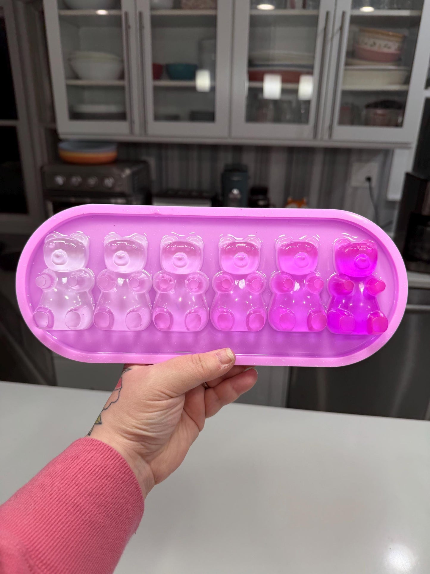 Violet Ombré Gummy Bears Wall Art — Handmade Resin Pop Statement (13×5”)