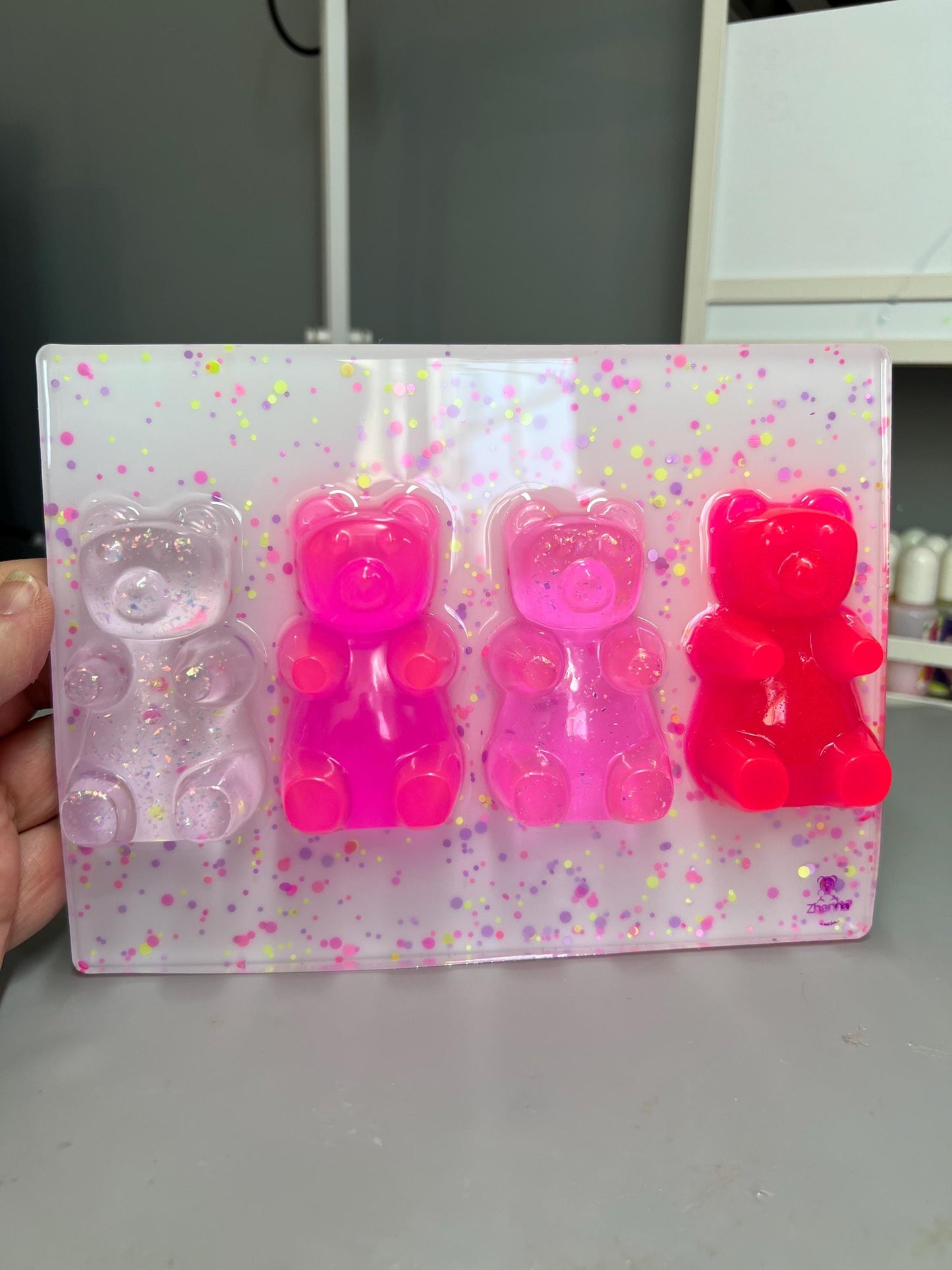 Neon Pink Resin Gummy Bear Wall Art: 3D Pop Art, Nursery Decor
