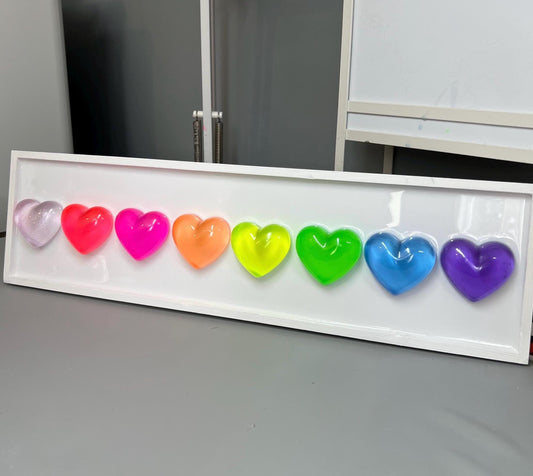 Neon Rainbow Resin Gummy Hearts Wall Art: 3D Pop Art, Dopamine Decor, Nursery Room Wall Hanging, Dopamine Decor Free US Shipping