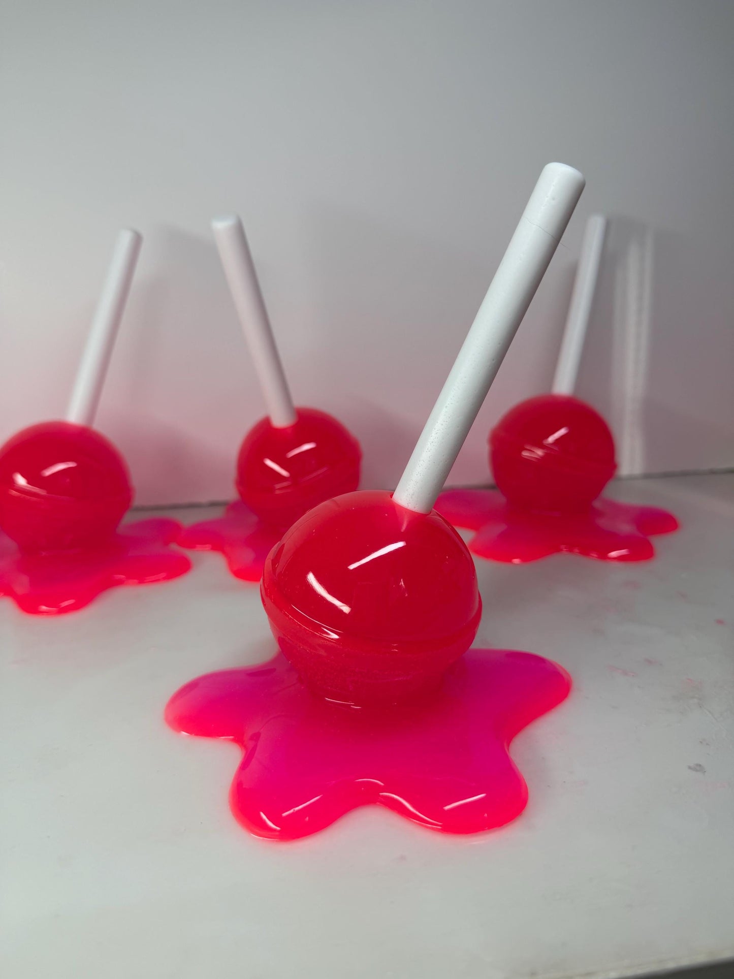 Melting Lollipop Extra Large Pop Art Decor Dopamine Neon Pink, Resin Sculpture, Candy Art