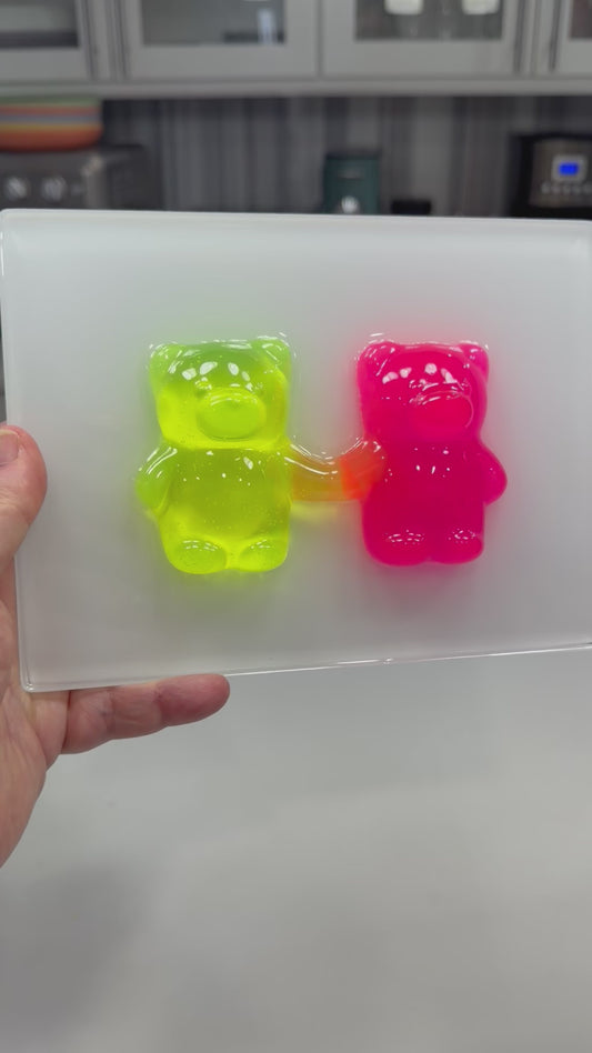 Neon Connected Gummy Bears Resin Wall Art – 8x6” Original Pop Art Candy Sculpture